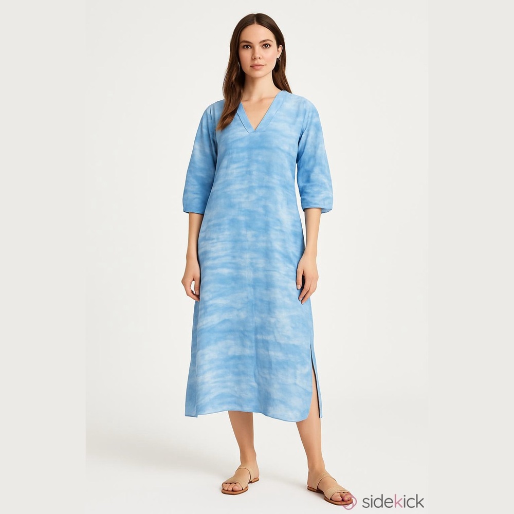 NWT Yana K Blue Tie-Dye Short Sleeve Dress